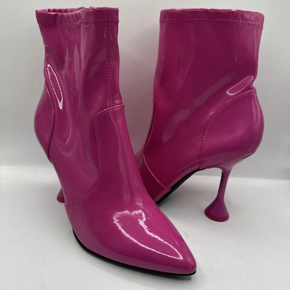 New INC‎ International Concepts Hot Pink Ankle Boots Patent Barbiecore Size 8M